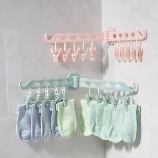 多功能衣架🎀 整理收納 襪子夾可折疊晾衣架多功能襪子架免打孔襪子夾子掛墻式內衣架神器 折疊衣架 便攜衣架