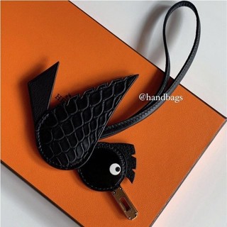 精品二手正品 Hermes Birdy So Black Touch 黑色 小鳥 鱷魚皮 翅膀 吊飾