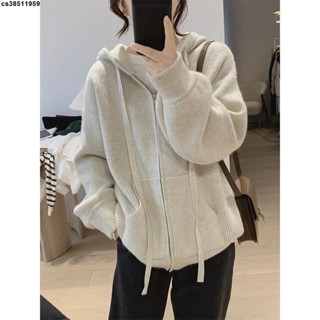秋季毛衣外套👚 今年流行連帽毛衣外套女秋季2023新款爆款加厚慵懶風針織開衫寬松
