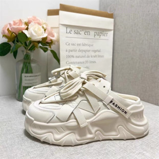 Cinderella 增高包頭半拖鞋女外穿輕便厚底鬆糕無後跟老爹鞋女潮 懶人鞋女 半拖鞋女鞋 穆勒鞋 厚底半拖鞋 半拖鞋