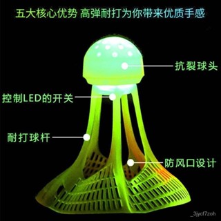🌈高品質精貨🌈夜光羽毛球子塑膠防風耐打室戶外訓練尼龍夜間熒光燈帶髮光羽毛球 DY3X