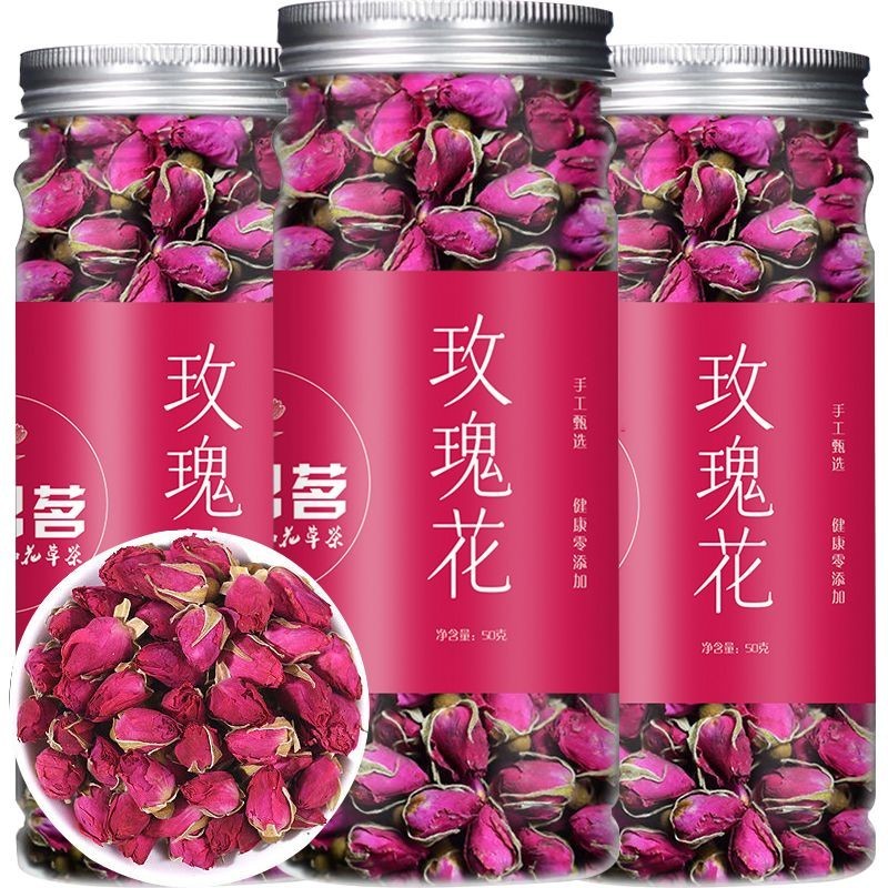 精選茶葉🌸平陰紅玫瑰花茶花冠茶女神茶非有機大朵泡水干重瓣玫瑰組合