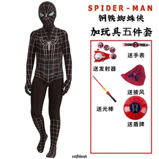 cos服飾 萬聖節 蜘蛛俠衣服兒童套裝夏cos服裝兒童節鋼鐵俠男孩連體緊身衣 角色扮演服 真實還原