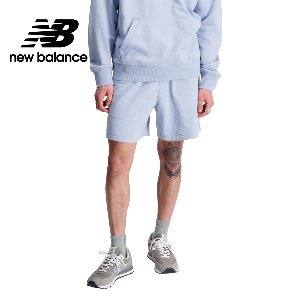 【New Balance】 NB 鬆緊抽繩刺繡LOGO短褲_中性_天空藍_US21500LAY