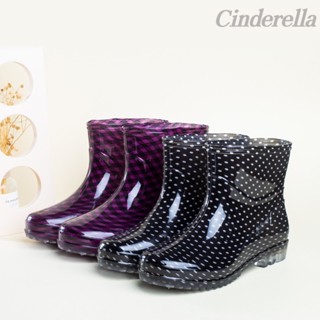 Cinderella 短筒中矮低筒加棉絨套防水防滑廚房工作膠鞋 雨鞋女 雨靴 雨鞋 防水雨鞋 水鞋 防滑雨鞋 時尚雨鞋