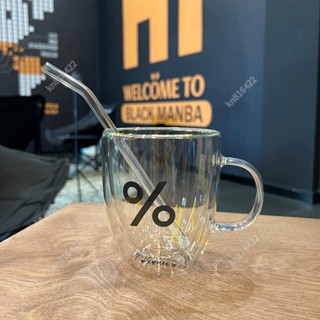 特惠阿拉比卡Arabica%百分號真空耐熱雙層玻璃杯馬克杯咖啡杯水杯