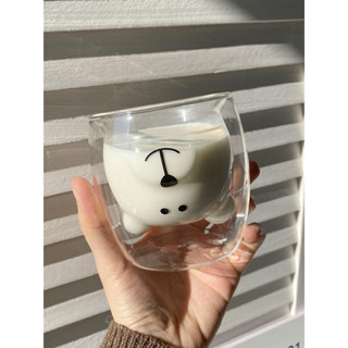 雙層耐熱 小熊玻璃杯 可愛拿鐵咖啡杯 果汁牛奶杯 家用喝水杯 防燙設計