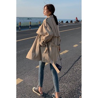 風衣女小個子2024秋季新款小個子韓版寬鬆學生短卡其色中長款外套