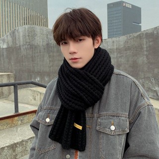 黑色系毛線圍巾男冬季韓系學生ins韓版圍脖保暖針織手織圍巾 圍巾男 男生圍巾 脖圍 圍脖 保暖圍巾 圍巾披肩 針織圍巾