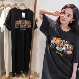 大尺碼睡衣女 韓版ins風睡裙 夏季短袖寬鬆t 恤裙長款睡衣裙大尺碼可外穿長裙 女版居家睡衣裙 sleepwear