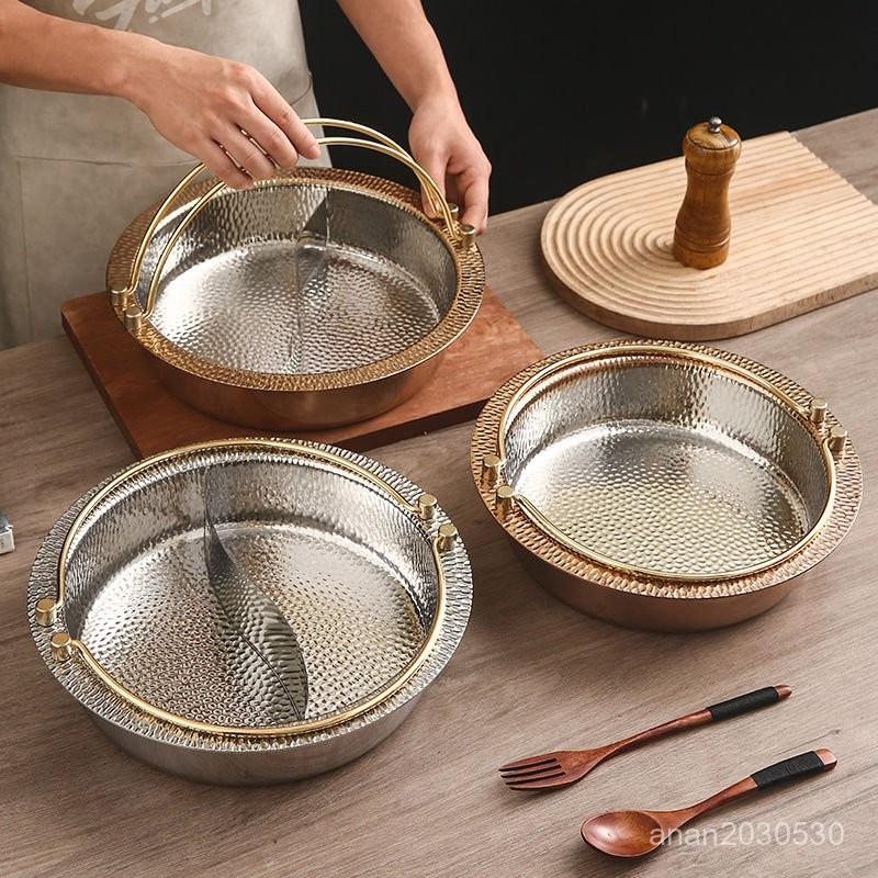 廠直保固/加厚304不銹鋼壽喜鍋鍋具商用日式和牛壽喜燒吊鍋電磁爐專用火鍋