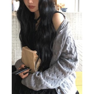 Codibook｜韓國 anyonemore 寬鬆落肩圓領長版針織開衫［預購］針織外套 毛衣 女裝