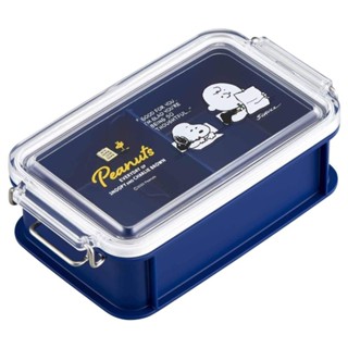 【模型君】日本 (特價)史努比 Snoopy 塑膠便當盒(藍色/寫字/600ML) 日本製 現貨