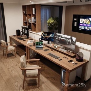 實木書桌靠墻臺式電腦桌臥室家用辦公桌工作臺長桌學生學習寫字桌 雙人書桌 雙人電腦桌 工作臺 辦公桌 長桌 長條桌 OK3