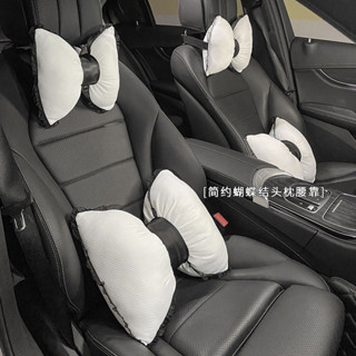 【現+免運】汽車頸枕簡約蕾絲花邊腰靠汽車護腰墊創意蝴蝶結蕾絲座椅靠不累腰 枕頭 頸枕 靠枕 腰靠