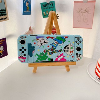 任天堂switch OLED TPU彩繪保護套 藍色小新