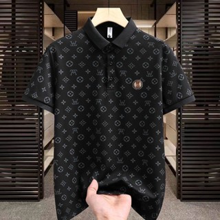 8號倉庫 大尺碼POLO衫 翻領POLO衫 冰絲高檔 男士涼感短袖 夏季新款 韓版潮流半袖 翻領男士短袖上衣 爸爸裝