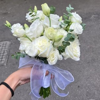 手捧花 拍照手捧花 新娘捧花 婚用花束 仿真花 花永生 婚禮捧花 攝影道具 新娘手捧花 模擬花束婚紗假花唯美藍色韓式森係