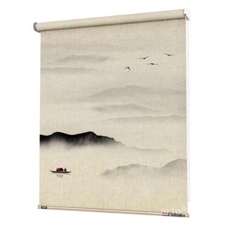 卡慕昂新中式亞麻捲簾窗簾遮光陞降擋風客廳臥室免打孔安裝拉簾【聚米淘精品旂艦店】