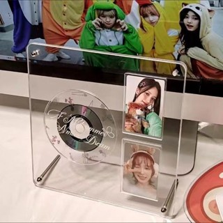 ins高顏值CD明信片唱片展示架 CD相框凹槽卡磚桌面擺檯 透明亞克力專輯收納盒 小卡收納展示架