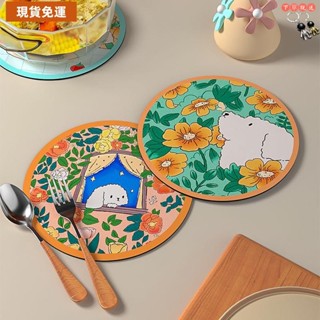 免運⏳限時特賣⏳圓形隔熱墊 美式復古餐桌墊 防水防油隔熱墊 精緻輕奢餐墊餐墊家用高階餐盤隔熱墊防燙墊菜墊子餐桌墊吸水速幹