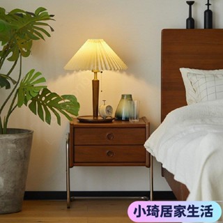 【熱銷】北歐實木床頭櫃臥室邊櫃儲物收納置物櫃小戶型不銹鋼輕奢中古整裝XQJX