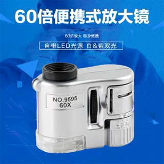 60倍高畫質手持迷你放大鏡LED帶燈驗鈔珠寶古玩鑑定顯微鏡便攜式 YPZJ