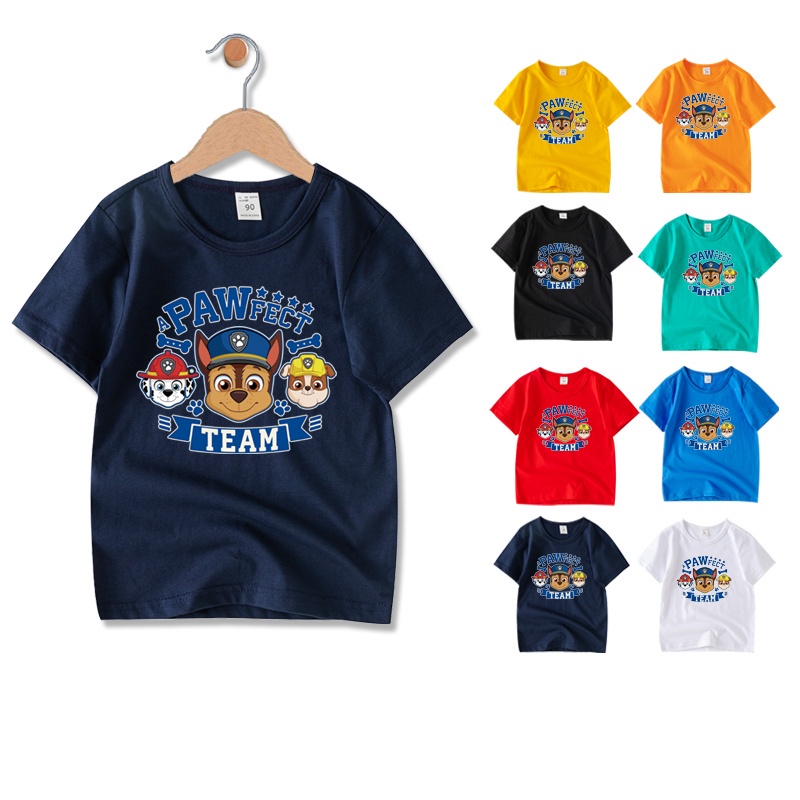 現貨 8 色兒童 Paw Patrol 汪汪隊立大功衣服 卡通 短袖 純棉 休閒 圓領 男童 女童 T 恤 JA005