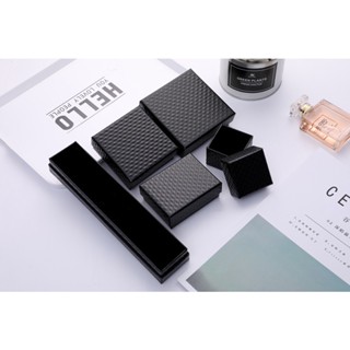✨客製 珠寶首飾盒 牛皮紙飾品盒 創意黑色鉆石紋戒指盒 項鏈盒廠家定做