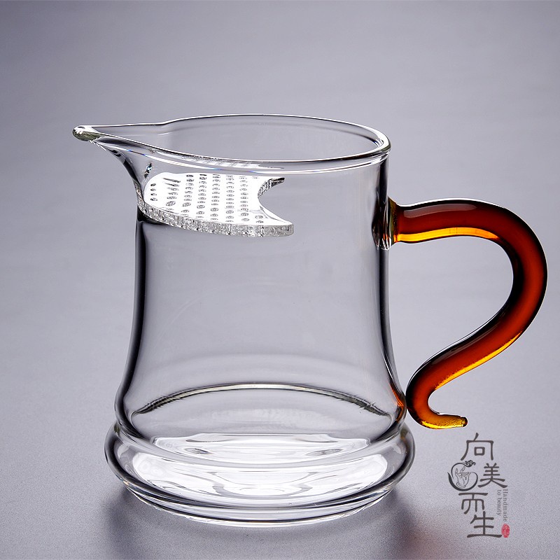 允物 透明 月牙 杯 耐熱 玻璃 過濾 分 茶器 加厚 公道 杯 泡茶 杯 漏 一體 沏茶 杯