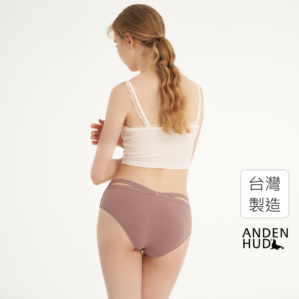 【Anden Hud】抗菌系列．交叉美臀中腰三角內褲(陶土粉) 純棉台灣製