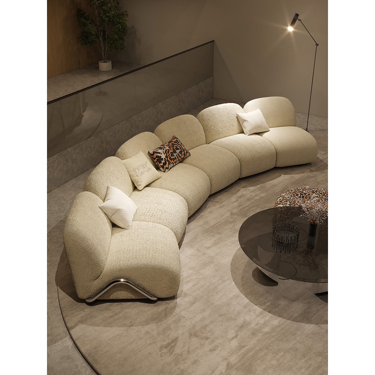 新品特惠 可開發票 弧形模塊沙發客廳輕奢現代大平層別墅棉麻布藝設計師創意家具