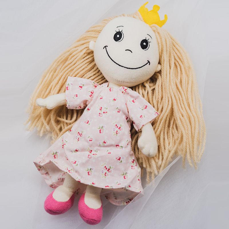 丹麥BarboToys童話故事豌豆公主睡夢毛絨玩具手偶可拆衣服扎頭髮
