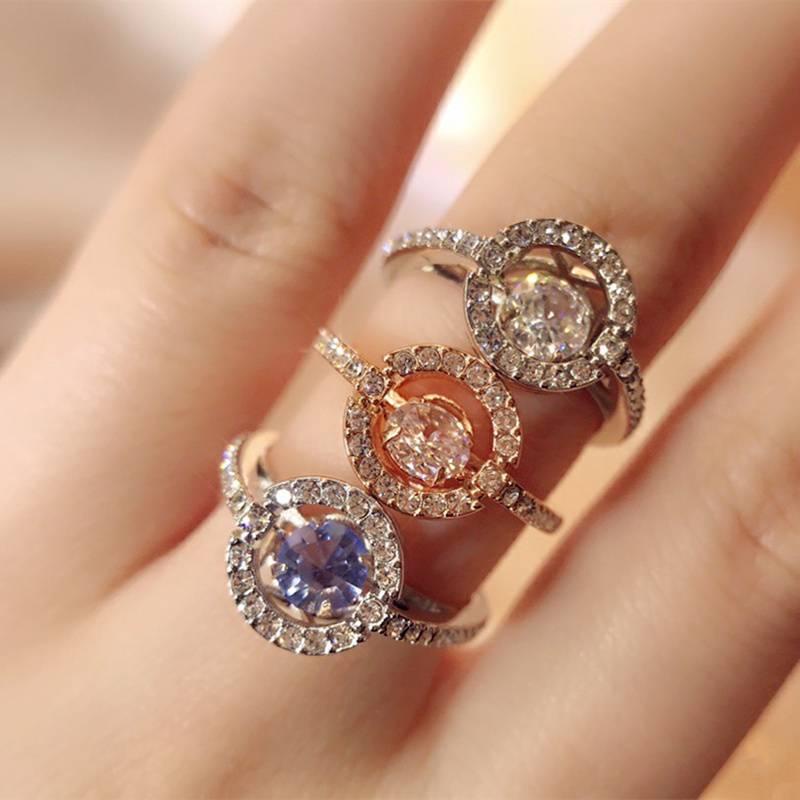 SWAROVSKI 施華洛世奇 跳動的心排鑽戒指 鑲嵌水晶招財貓 葫蘆玫瑰金指環禮物女