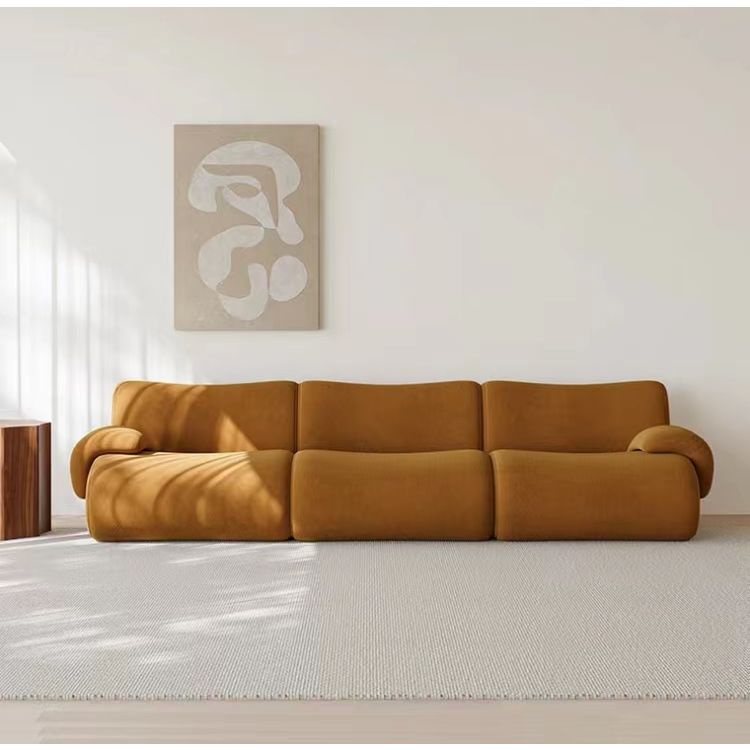 沙發 大沙發 北歐設計師複古萊米佈藝沙髮小戶型客廳羊羔絨中古侘寂風模塊組閤