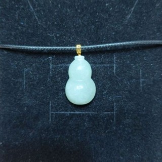 玉貴人…天然黃K金冰糯種葫蘆淡雅綠翡翠玉墜，特價