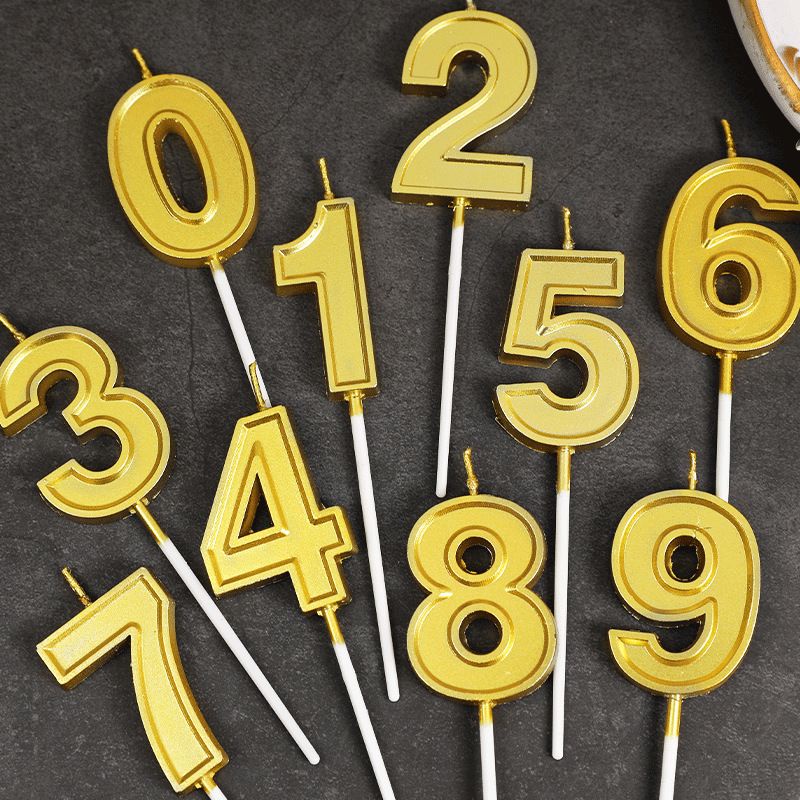 金色數字生日蠟燭 鍍金0-9蛋糕蠟燭 生日情人節520表白甜品臺裝飾