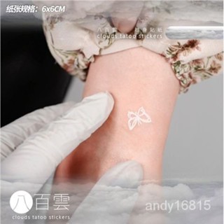 【紐曼紋身貼批發699免運】白色蝴蝶紋身法式浪漫唯美簡約小清新圖案防水紋身貼紙僊 一貼4個