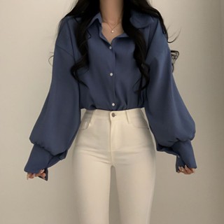 【ccuu精選襯衫】泡泡袖氣質V領職業白襯衫女士設計感春秋季大碼內搭打底襯衣上衣