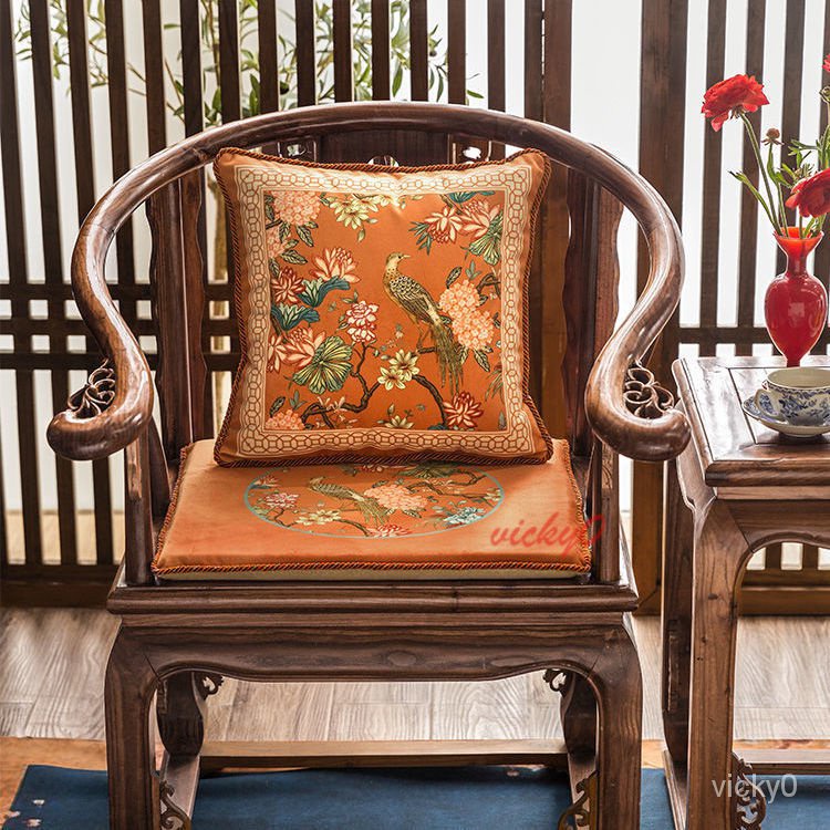 山繡球紅木圈椅座墊 太師椅墊 中式紅色喜慶中國風訂製加厚