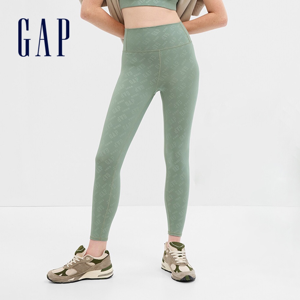 Gap 女裝 Logo高腰運動褲 GapFit系列-灰綠色(559931)
