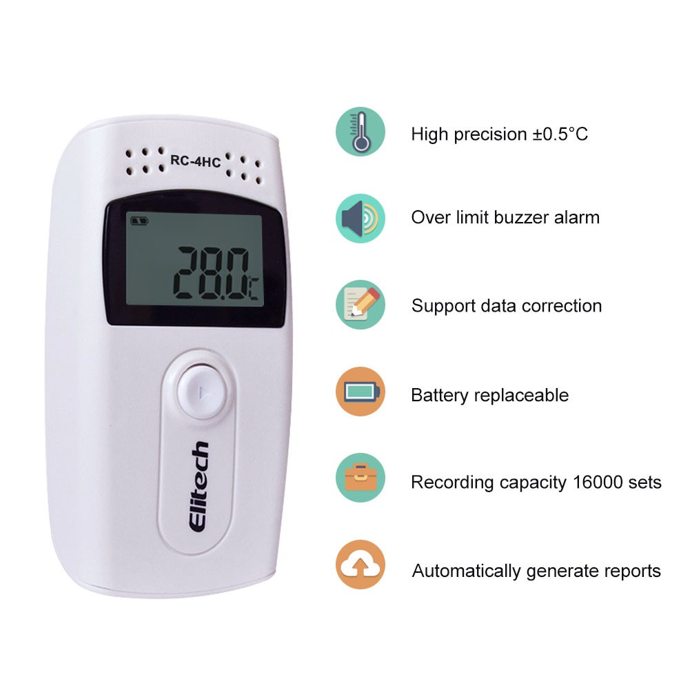 【居家優選】YIERYI USB溫度計 溫度記錄儀 溫度計RC-4HC數據記錄儀 冷藏 打印 冷藏冷庫監控記錄儀