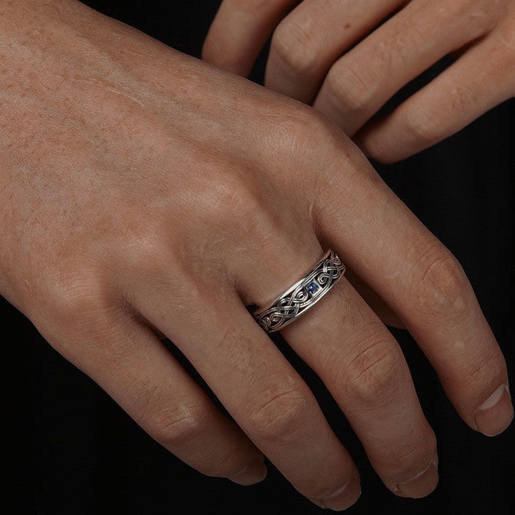 戒指 ins 純銀戒指男小眾設計簡約指環復古冷淡風方形單身戒霸氣食指戒指