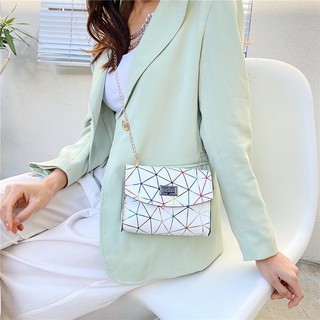 Korea's Colorful Geometric Pattern Messenger Bag Chain Lock