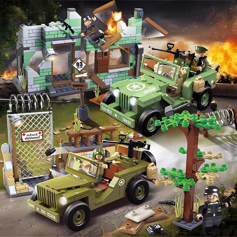 二戰積木 玩具 兼容樂高軍事積木二戰蘇軍廢墟堡壘德軍運兵裝甲車虎式坦克男拼裝