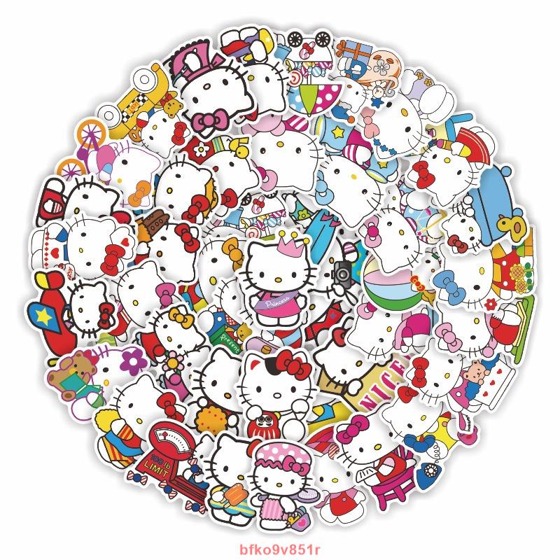 【新品】50張入 凱蒂貓 Hello Kitty 防水貼紙 行李箱貼紙 機車貼紙 筆電貼紙（2） 汽車車貼 塗鴉貼紙 卡