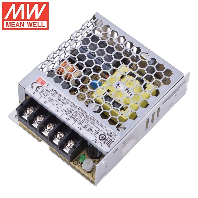 明緯（MEANWELL）開關電源24v LRS-50-24  替代NES 直流DC穩壓變壓器監控(50W左右) 明緯電源