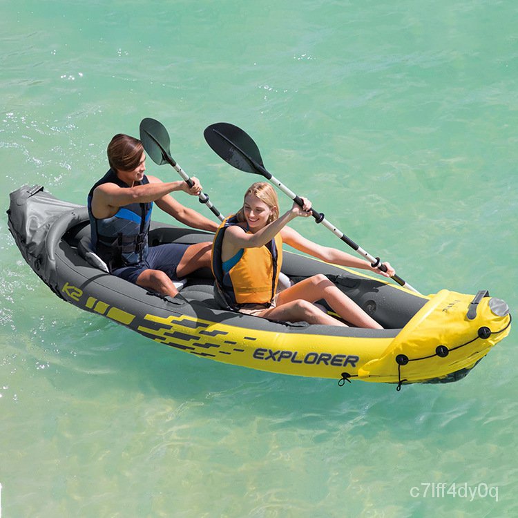 【免運】INTEX68307充氣船橡皮艇漂流單雙人衝鋒舟漂流船皮劃艇戶外釣魚船