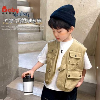 男童新款工裝秋款外套兒童背心馬甲 外穿坎肩寶寶春季洋氣外套