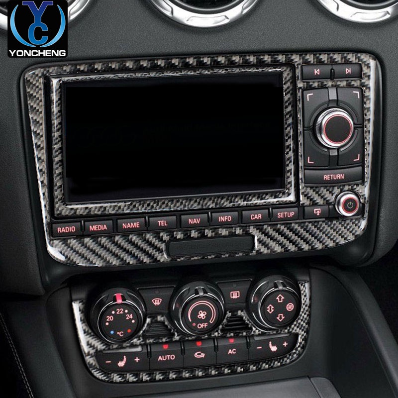 AUDI 奧迪TT TTS改裝R8碳纖維內飾中控臺導航空調CD面板貼配件